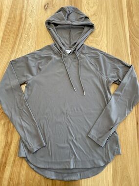 Sage Collective Small Ribbed Athletic Shirt Hooded Lightweight Gray